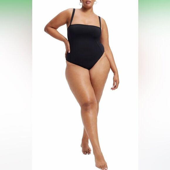 GOOD AMERICAN Black Corset One Piece Swimsuit Sculpt Lace Up Back Size 2X 5 New - Picture 1 of 12